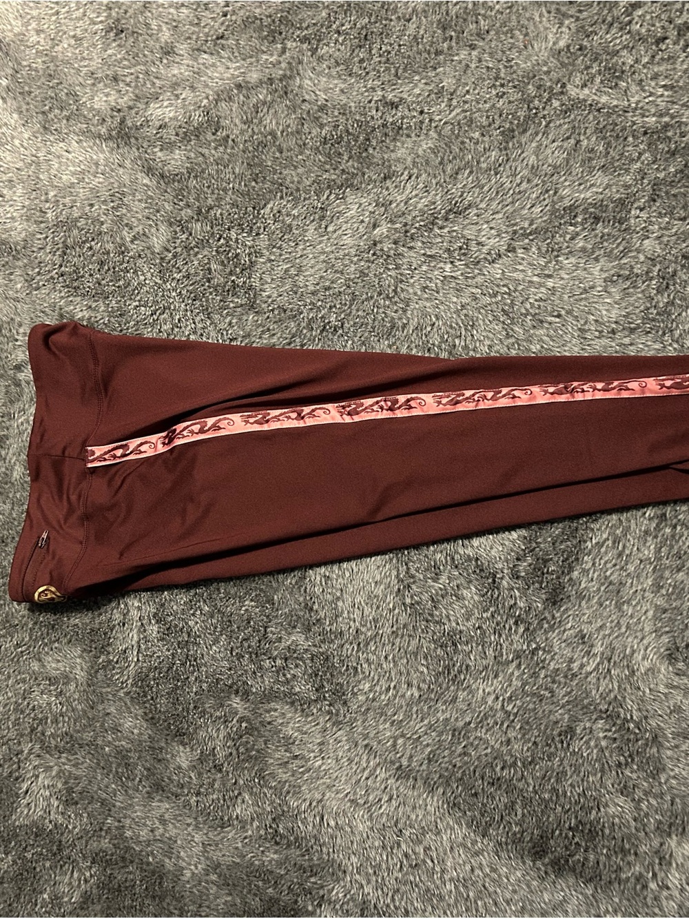 Disney Burgundy Leggings with Pink Decorative Side Stripe